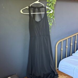 Halara Black Midi Sleeveless Dress Built in Bra Zippered Pocket